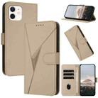 For iPhone 12 / 12 Pro Triangle Pattern Buckle Clasp Leather Phone Case(Gold) - 1