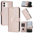 For iPhone 12 / 12 Pro Triangle Pattern Buckle Clasp Leather Phone Case(Rose Gold) - 1