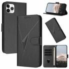 For iPhone 11 Pro Max Triangle Pattern Buckle Clasp Leather Phone Case(Black) - 1