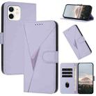 For iPhone 11 Triangle Pattern Buckle Clasp Leather Phone Case(Light Purple) - 1