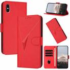 For iPhone XS Max Triangle Pattern Buckle Clasp Leather Phone Case(Red) - 1