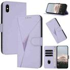 For iPhone XS Max Triangle Pattern Buckle Clasp Leather Phone Case(Light Purple) - 1