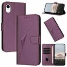 For iPhone XR Triangle Pattern Buckle Clasp Leather Phone Case(Dark Purple) - 1