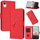 For iPhone XR Triangle Pattern Buckle Clasp Leather Phone Case(Red) - 1