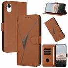 For iPhone XR Triangle Pattern Buckle Clasp Leather Phone Case(Brown) - 1