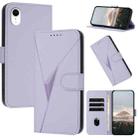 For iPhone XR Triangle Pattern Buckle Clasp Leather Phone Case(Light Purple) - 1