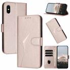 For iPhone X / XS Triangle Pattern Buckle Clasp Leather Phone Case(Rose Gold) - 1