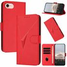 For iPhone SE 2024 Triangle Pattern Buckle Clasp Leather Phone Case(Red) - 1