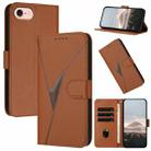 For iPhone SE 2024 Triangle Pattern Buckle Clasp Leather Phone Case(Brown) - 1