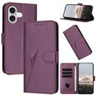 For iPhone 17 Triangle Pattern Buckle Clasp Leather Phone Case(Dark Purple) - 1