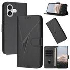 For iPhone 17 Triangle Pattern Buckle Clasp Leather Phone Case(Black) - 1