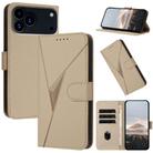 For iPhone 17 Pro Max Triangle Pattern Buckle Clasp Leather Phone Case(Gold) - 1