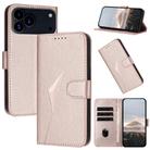 For iPhone 17 Pro Max Triangle Pattern Buckle Clasp Leather Phone Case(Rose Gold) - 1