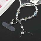 Alloy Butterfly Beaded Bracelet Anti-Lost Phone Short Lanyard(White) - 1