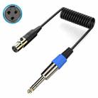 Mini 3 Pin XLR to 6.35mm Stereo Microphone Aux Audio Cable Coiled Adapter Cable, Length: 0.5m(Black) - 1