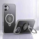 For iPhone 16 Plus Frosted MagSafe Magnetic Rotating Ring Holder Phone Case(Grey) - 1