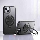 For iPhone 15 Plus Frosted MagSafe Magnetic Rotating Ring Holder Phone Case(Black) - 1