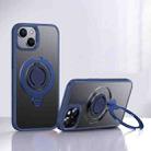 For iPhone 15 Plus Frosted MagSafe Magnetic Rotating Ring Holder Phone Case(Blue) - 1