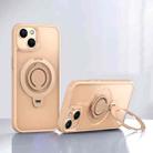 For iPhone 15 Frosted MagSafe Magnetic Rotating Ring Holder Phone Case(Gold) - 1