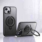 For iPhone 14 Plus Frosted MagSafe Magnetic Rotating Ring Holder Phone Case(Black) - 1