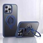 For iPhone 14 Pro Frosted MagSafe Magnetic Rotating Ring Holder Phone Case(Blue) - 1