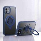 For iPhone 12 Frosted MagSafe Magnetic Rotating Ring Holder Phone Case(Blue) - 1