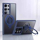 For Samsung Galaxy S23 Ultra 5G Frosted MagSafe Magnetic Rotating Ring Holder Phone Case(Blue) - 1