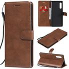 For LG G9 Solid Color Horizontal Flip Protective Leather Case with Holder & Card Slots & Wallet & Photo Frame & Lanyard(Brown) - 1