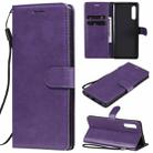 For LG G9 Solid Color Horizontal Flip Protective Leather Case with Holder & Card Slots & Wallet & Photo Frame & Lanyard(Purple) - 1