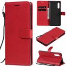 For LG G9 Solid Color Horizontal Flip Protective Leather Case with Holder & Card Slots & Wallet & Photo Frame & Lanyard(Red) - 1