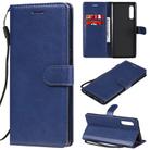 For LG G9 Solid Color Horizontal Flip Protective Leather Case with Holder & Card Slots & Wallet & Photo Frame & Lanyard(Blue) - 1