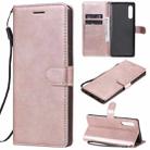 For LG G9 Solid Color Horizontal Flip Protective Leather Case with Holder & Card Slots & Wallet & Photo Frame & Lanyard(Rose Gold) - 1