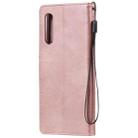 For LG G9 Solid Color Horizontal Flip Protective Leather Case with Holder & Card Slots & Wallet & Photo Frame & Lanyard(Rose Gold) - 3