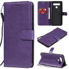 For LG K41S / K51S Solid Color Horizontal Flip Protective Leather Case with Holder & Card Slots & Wallet & Photo Frame & Lanyard(Purple) - 1
