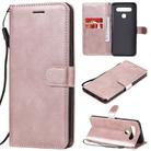 For LG K41S / K51S Solid Color Horizontal Flip Protective Leather Case with Holder & Card Slots & Wallet & Photo Frame & Lanyard(Rose Gold) - 1