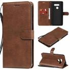 For LG K50S Solid Color Horizontal Flip Protective Leather Case with Holder & Card Slots & Wallet & Photo Frame & Lanyard(Brown) - 1