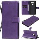 For LG K50S Solid Color Horizontal Flip Protective Leather Case with Holder & Card Slots & Wallet & Photo Frame & Lanyard(Purple) - 1