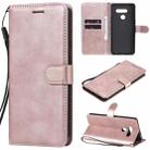 For LG K50S Solid Color Horizontal Flip Protective Leather Case with Holder & Card Slots & Wallet & Photo Frame & Lanyard(Rose Gold) - 1