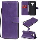 For LG K51 Solid Color Horizontal Flip Protective Leather Case with Holder & Card Slots & Wallet & Photo Frame & Lanyard(Purple) - 1