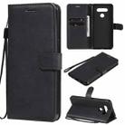 For LG K51 Solid Color Horizontal Flip Protective Leather Case with Holder & Card Slots & Wallet & Photo Frame & Lanyard(Black) - 1