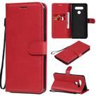 For LG K51 Solid Color Horizontal Flip Protective Leather Case with Holder & Card Slots & Wallet & Photo Frame & Lanyard(Red) - 1