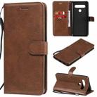 For LG K61 Solid Color Horizontal Flip Protective Leather Case with Holder & Card Slots & Wallet & Photo Frame & Lanyard(Brown) - 1