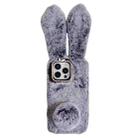 For iPhone 16 Pro Max Cute Plush Rabbit TPU Phone Case(Dark Grey) - 1