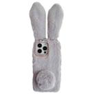 For iPhone 16 Pro Max Cute Plush Rabbit TPU Phone Case(Light Grey) - 1