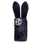 For iPhone 16 Pro Cute Plush Rabbit TPU Phone Case(Black) - 1