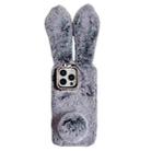 For iPhone 15 Pro Max Cute Plush Rabbit TPU Phone Case(Dark Grey) - 1