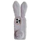 For iPhone 15 Pro Cute Plush Rabbit TPU Phone Case(Light Grey) - 1