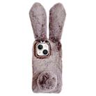 For iPhone 15 Plus Cute Plush Rabbit TPU Phone Case(Brown) - 1