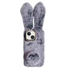 For iPhone 15 Plus Cute Plush Rabbit TPU Phone Case(Dark Grey) - 1