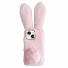 For iPhone 15 Plus Cute Plush Rabbit TPU Phone Case(Pink) - 1